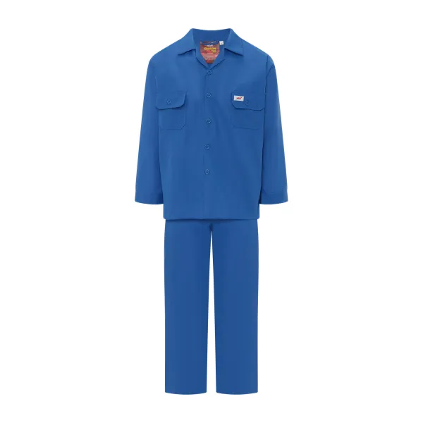 ERAGON WORK SUIT TES 2008 Blue front view with long-sleeve shirt, chest pockets and button front